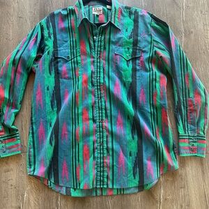 Vintage 90s Striped Men's Western Shirt